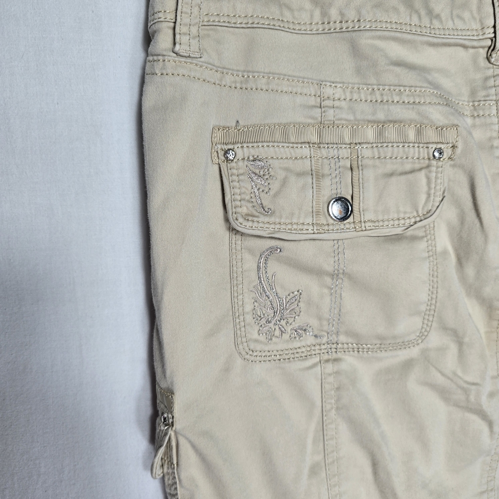 White House Black Market Women’s Size 6 Khaki Cargo Mini Skirt Embroidered - Picture 6 of 11